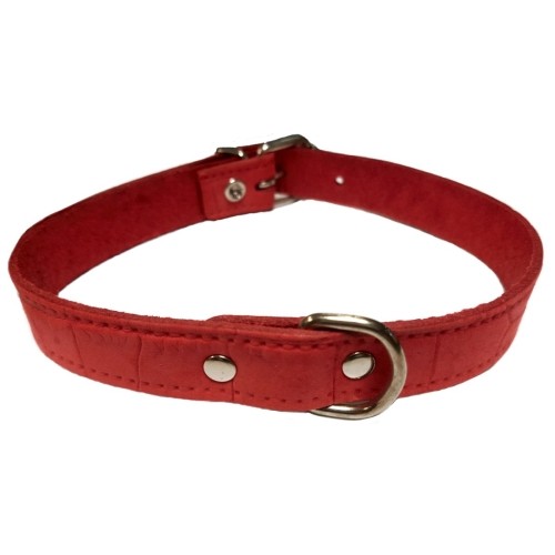 Stylish Red Leather Dog Collar