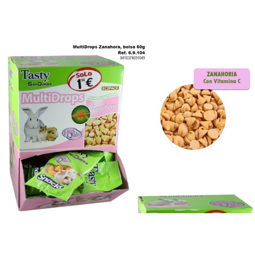 Snacks Saludables Multi Drops de Zanahoria para Roedores