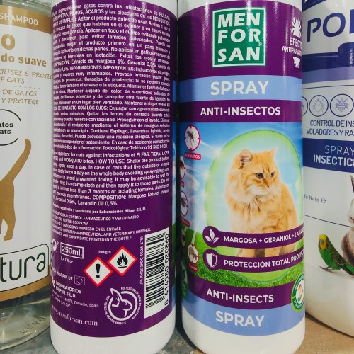 Spray Repelente de Insectos Menforsan 250 Ml para Gatos