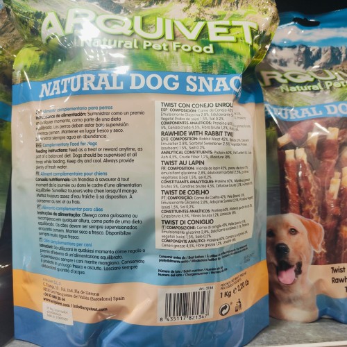Twist Con Conejo Enrollado Snack para Perros 1 Kg