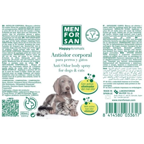 Antiolor Corporal Para Perros 60ml Menforsan