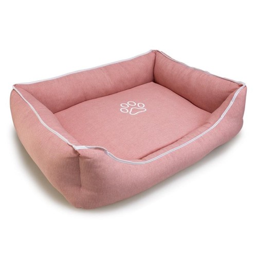 Cama Cuadrada Rosa Para Perros Con Diseño de Huella