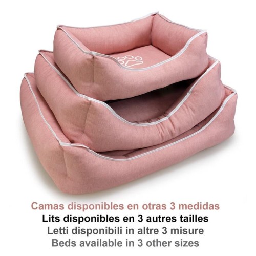 Cama Cuadrada Rosa Para Perros Con Diseño de Huella