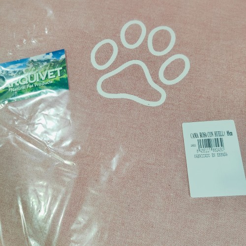 Cama Cuadrada Rosa Para Perros Con Diseño de Huella